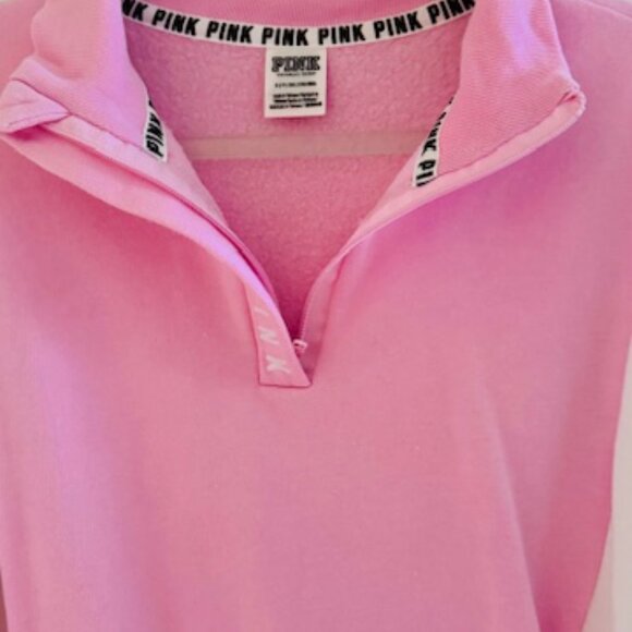 VS PINK Pastel Pink Colorblock Quarter Zip Sweatshirt S Preppy Soft Girl EUC - Picture 5 of 8